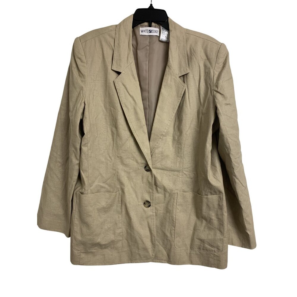 White‎ Stag Linen Sand Blazer Jacket Size 16